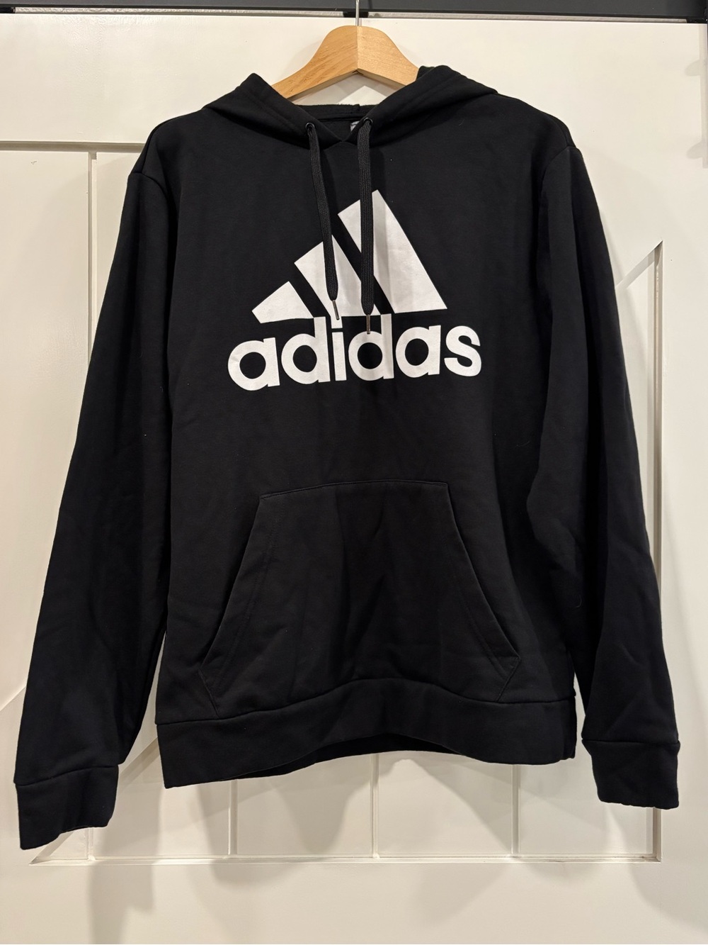 🏷️ Adidas Golf Fleece Hoodie Men’s Medium Black White Big Logo Pullover BNWT